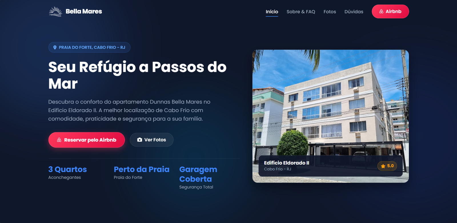 Preview Desktop do Site Bella Mares