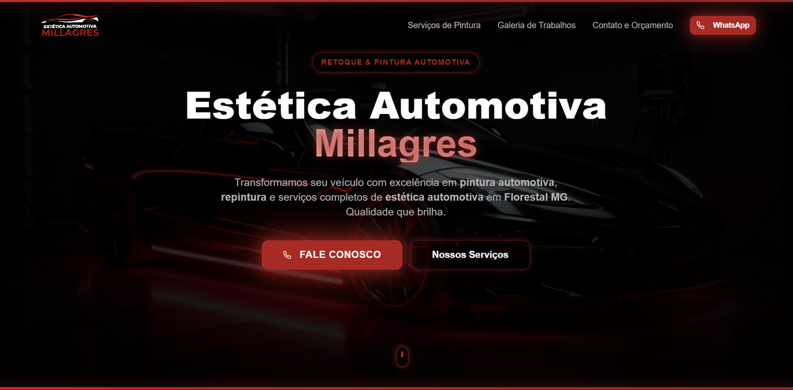 Preview Desktop do Site Estética Milagres