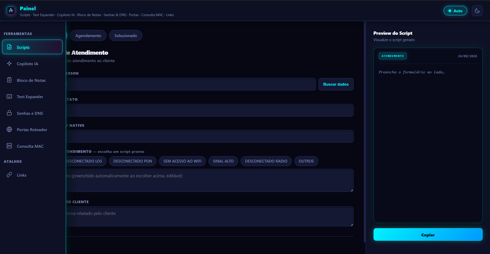 Interface da Extensão Auto Preencher para Br Super